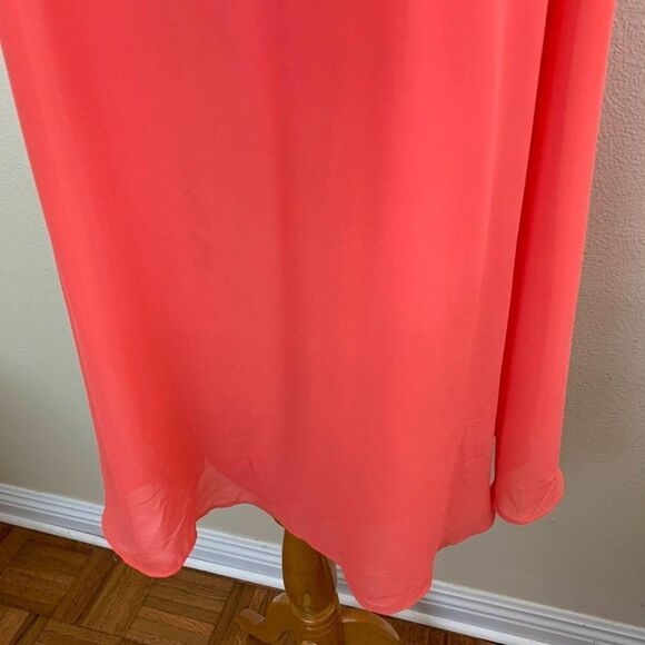 Eliza J Sheath Chiffon Overlay Mini Dress Coral - Picture 3 of 11